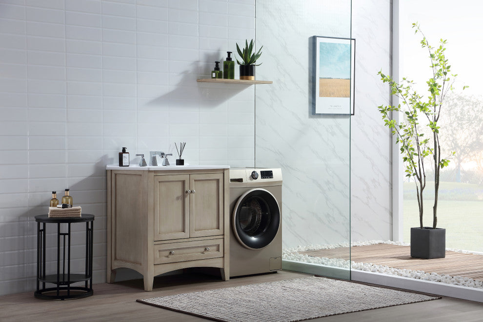 Stufurhome Delia 30" Laundry Utility Sink, Off-White