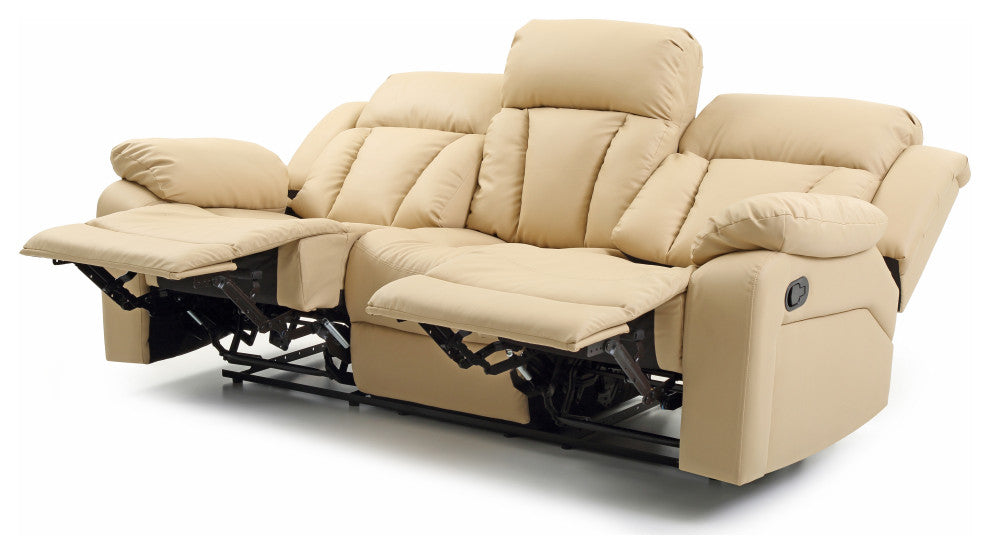 Springfield Reclining Sofa, Beige Faux Leather