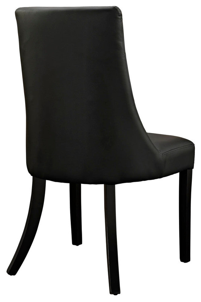 Modern Contemporary Kitchen Vinyl Dining Chair Set of 2 Black
