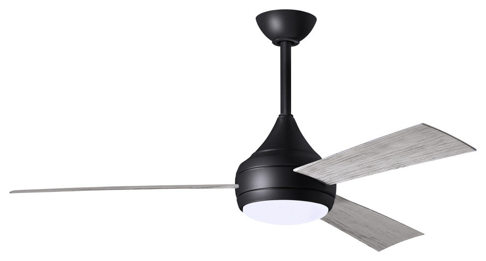 Donaire Paddle Fan Integrated LED, Matte Black, Barnwood Tone Blades