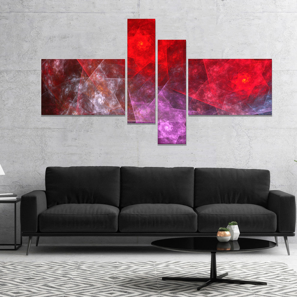Red Purple Symphony of Gems, Abstract Canvas Art Print, 60"x32", 4 panels