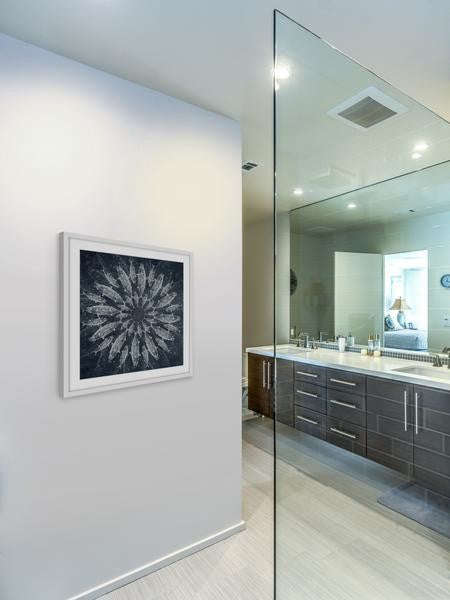 "White Burst" Framed Painting Print, 18"x18"