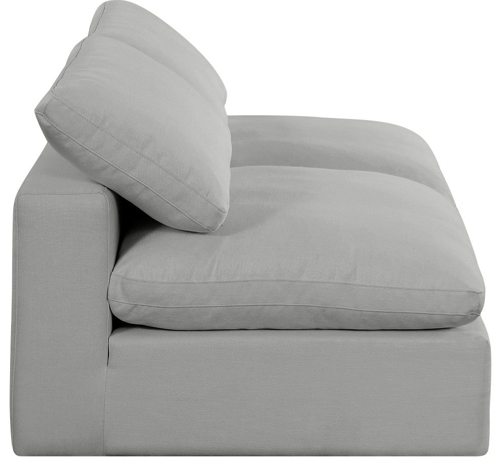 Comfy Upholstered Modular Sofa, Grey, 2-Piece: 2 Armless Chair, Linen Textured Fabric
