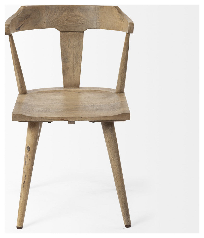 Light Brown Mid Century Sleek Wooden Dining Chair