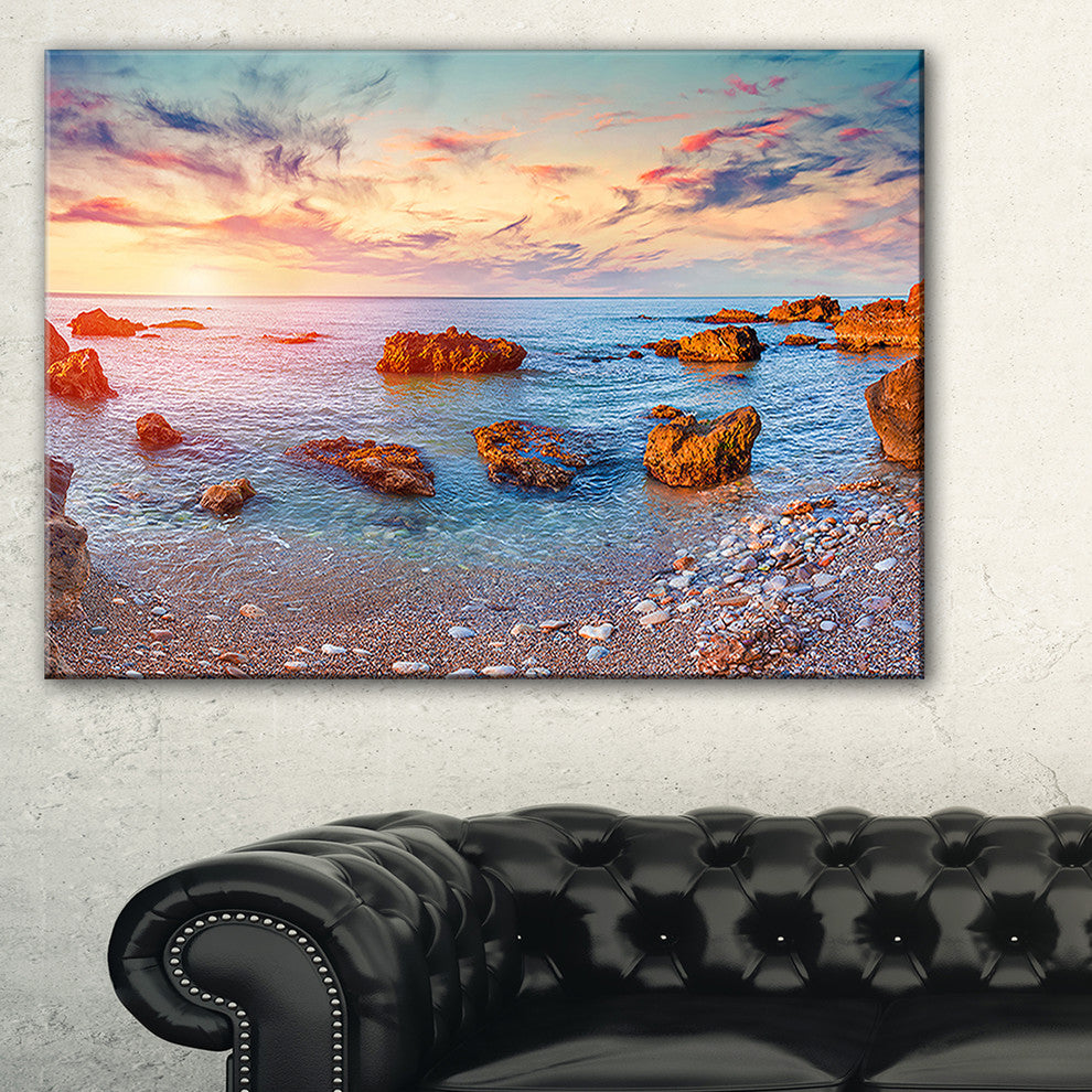 "Mediterranean Sea Sunrise" Seashore Photography Canvas Print, 40"x30"