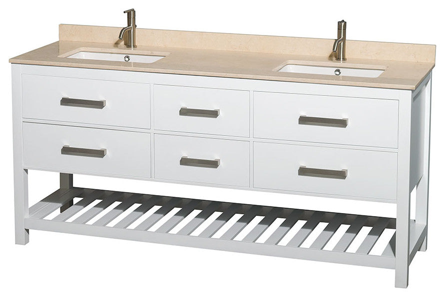 Wyndham WCS211172DWHIVUNSMXX 72" Vanity, White With Ivory Marble Top