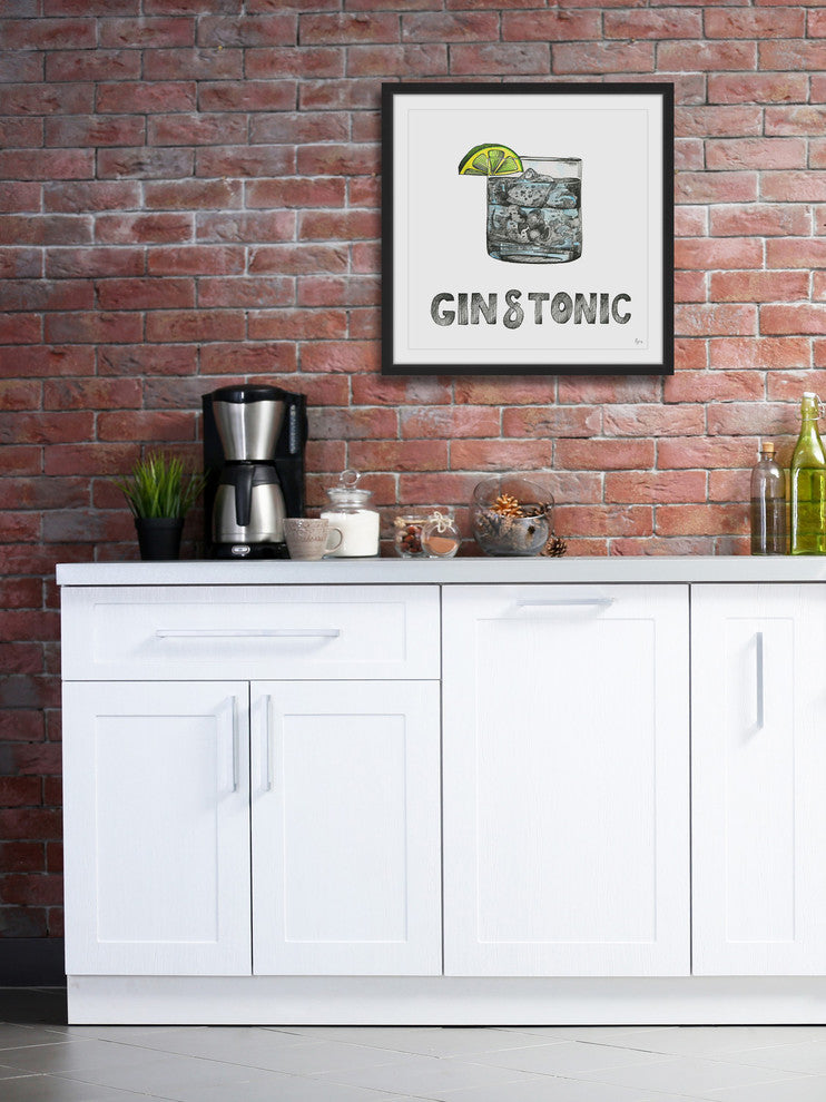 "Gin & Tonic" Framed Painting Print, 12"x12"