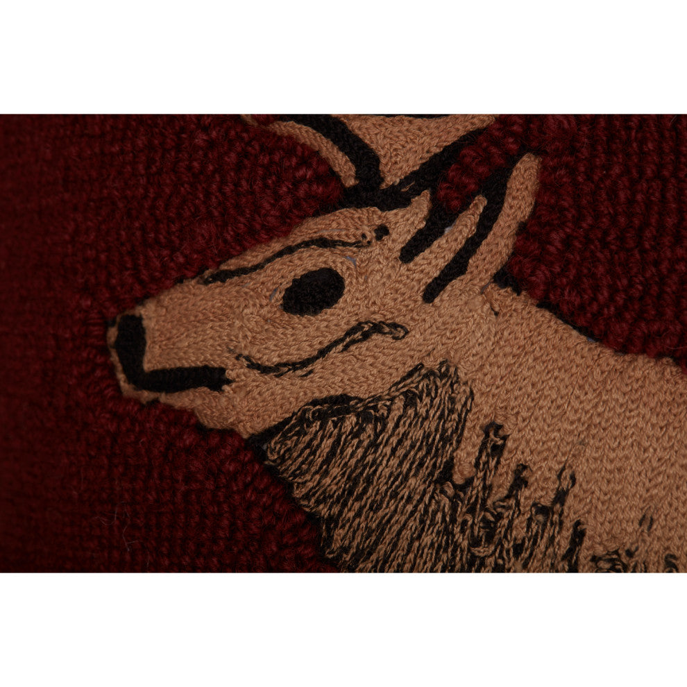 Beckham Elk Hooked Pillow, 18x18