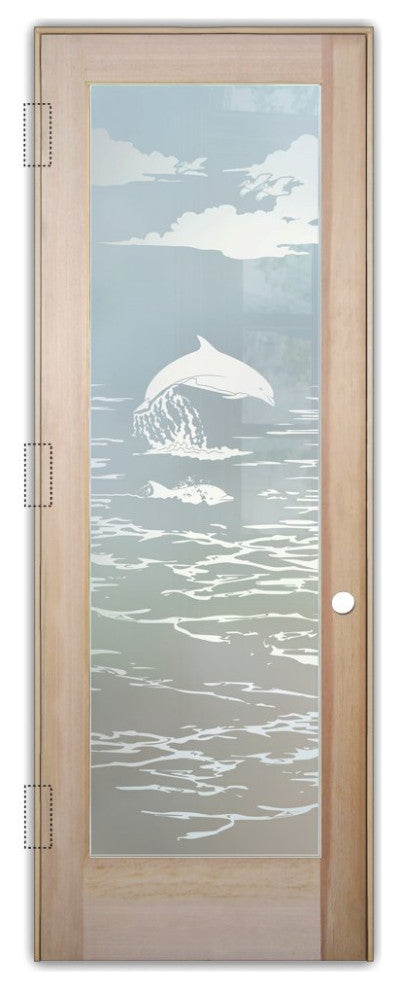 Interior Prehung Door or Interior Slab Door - Dolphins in the Shimmer -...