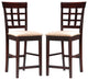 Set of 2 Counter Height Stools, Cappuccino and Tan