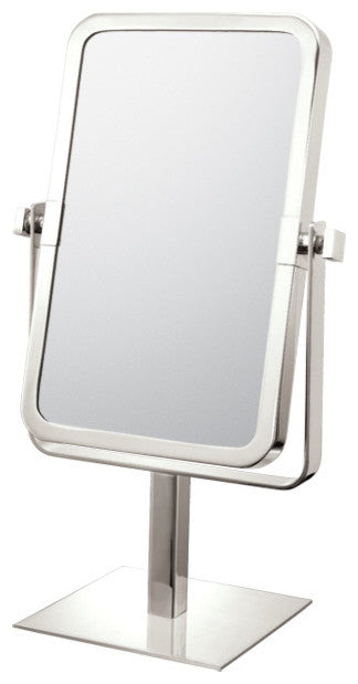 Rectangular Free Standing Mirror With 3X and 1X Magnification, Brushed Nickel