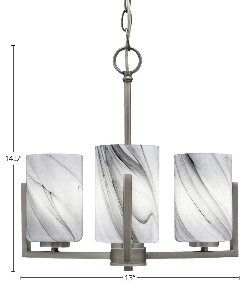 Atlas 3-Light Chandelier, Graphite/Onyx Swirl