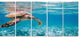 Large Hawksbill Sea Turtle, Abstract Canvas Art Print, 60"x28", 5 Panels