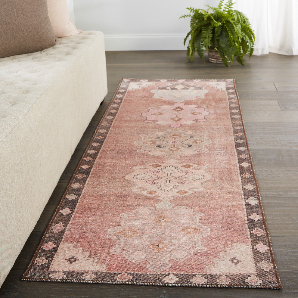 Vibe by Jaipur Living Chilton Medallion Pink/Brown Rug, 2'6"x10'