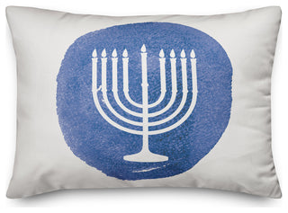 Watercolor Menorah 14"x20" Throw Pillow Cover
