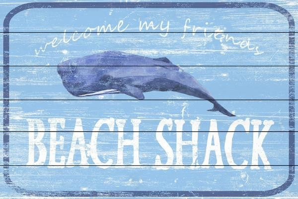 "Shack at the Beach" Painting Print on White Wood, 60"x40"