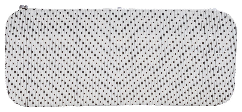 Dark Brown and White Rattan Bench