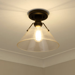 Golden Lighting 3306-FM CLR Orwell 10\"W Semi-Flush Ceiling - Brushed Champagne