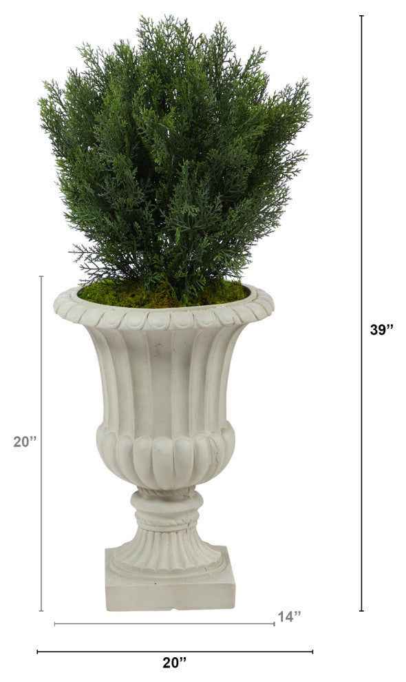 39" Cedar Artificial Tree, Sand Finished Urn, Indoor/Outdoor