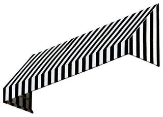 Awntech 4' New Yorker Acrylic Fabric Fixed Awning, Black/White Stripe