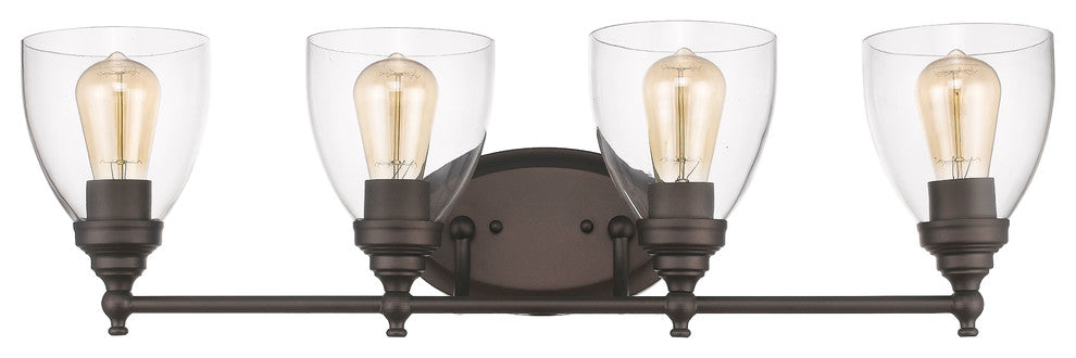 Elissa 4-Light Rubbed Bronze Bath Vanity-Light Clear Glass 30"