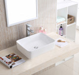 STYLISH 18" White Rectangular Ceramic Vessel Bathroom Sink White
