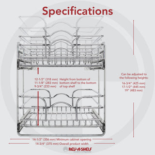 Two-Tier Bottom Mount Pull Out Steel Wire Organizer, 14.75"