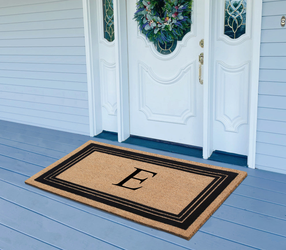 A1HC Natural Coir Monogrammed Entrance Flock Outdoor Durable Doormat 24" X 39",