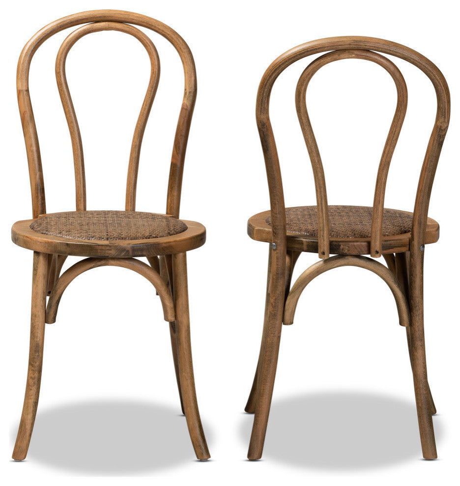 Tilda Mid-Century 2-Piece Dining Chairs, Walnut Brown
