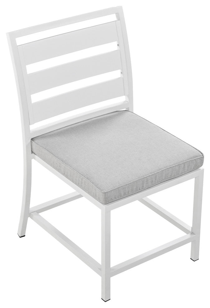 5-Piece Outdoor Steel Patio Dining Set with table and four chairs, White