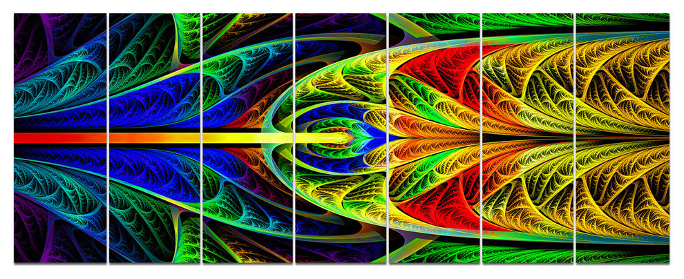 Colorful Stained Glass Texture, Abstract Wall Art Canvas, 83"x32", 7 Panels