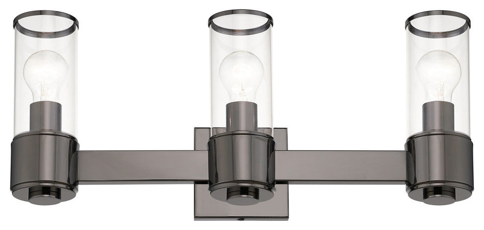 Livex Lighting Quincy 3-Light Black Chrome Vanity Sconce