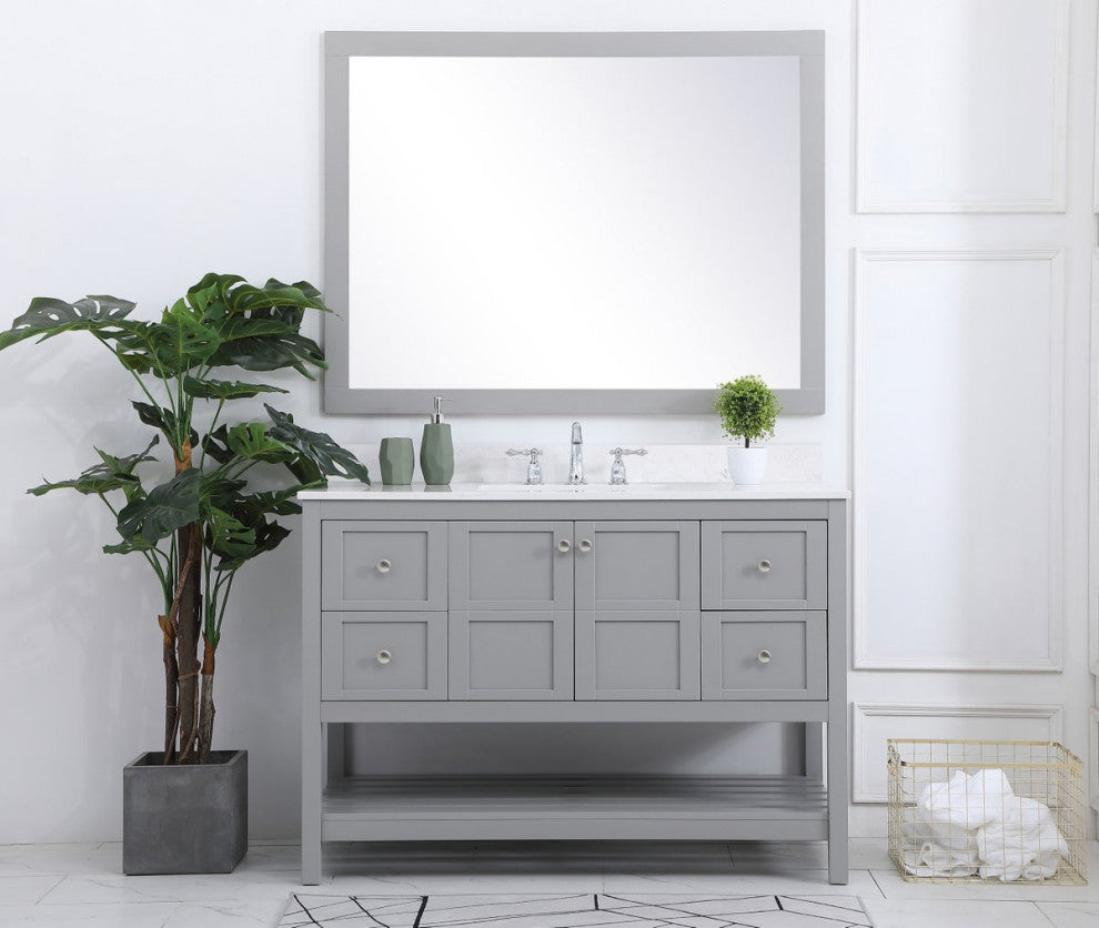 Tobias 48" Single Bathroom Vanity, Gray With Backsplash