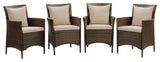 Conduit Outdoor Patio Wicker Rattan Dining Armchair Set of 4