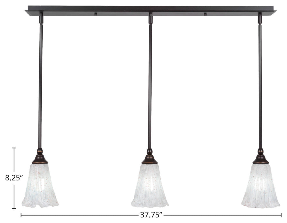 3 Light Mini Pendant, 5.5" Italian Ice Glass