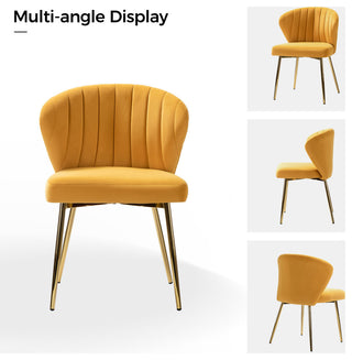 Luna Contemporary Side Chair With Tufted Back, Mustard