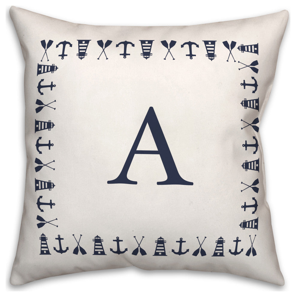 Nautical Monogram - A 18x18 Indoor / Outdoor Pillow
