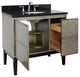 37" Single Vanity, Linen Brown Finish With Black Galaxy Top And Oval Sink
