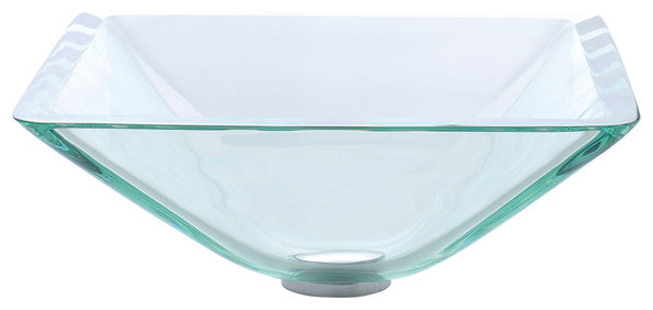 Square Clear Glass Vessel 19mm thick Bathroom Sink