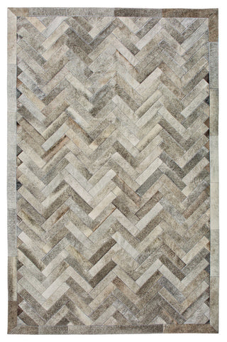 Cowhide Patchwork Rug, Plutus, Ashen, 5'x8'