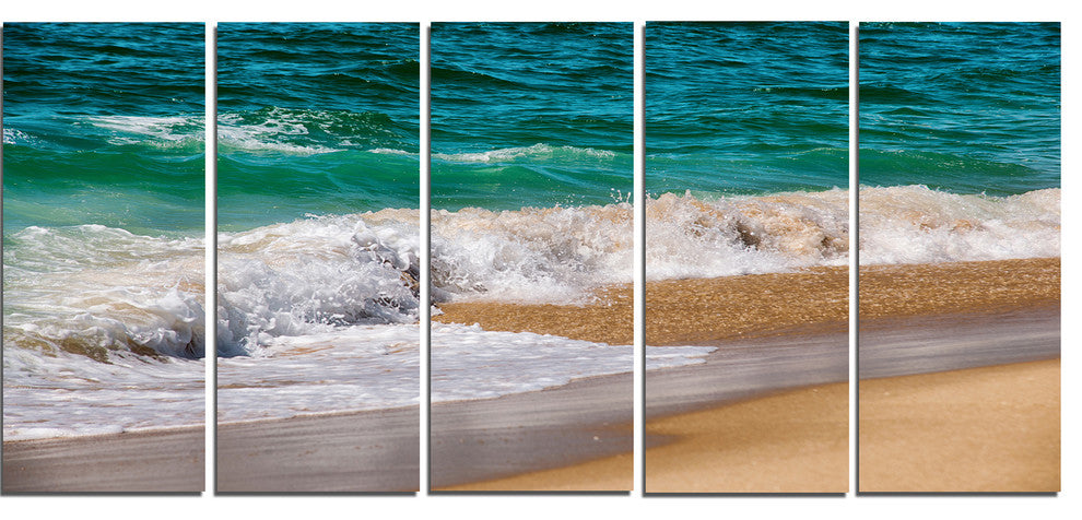 "Typical Atlantic Seashore in Summertime" Seascape Wall Art, 5 Panels, 60"x28"