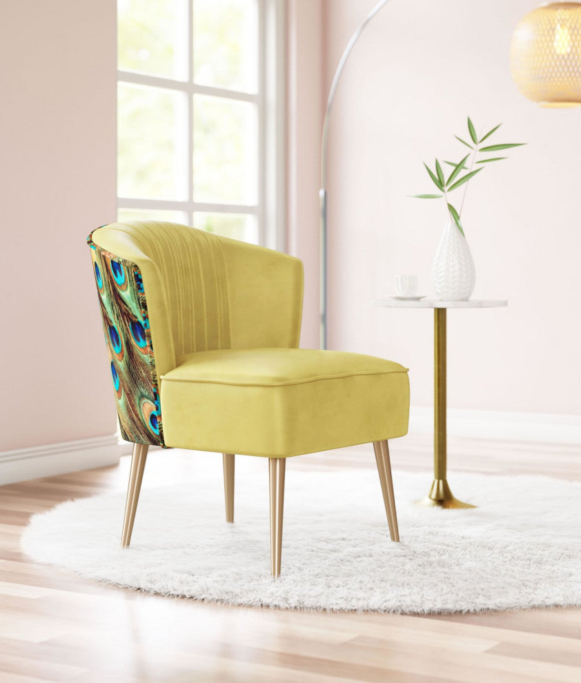 Accent Chair, Steel, Fabric, Green, Gold, Living Lounge Cafe Lobby Hospitality