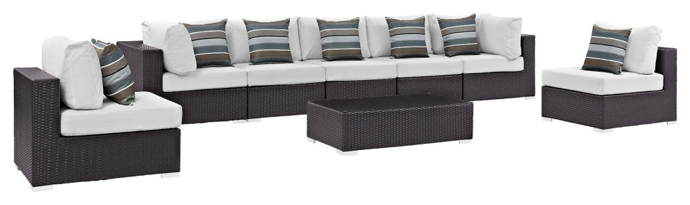 Espresso White Convene 8 Piece Outdoor Patio Sectional Set