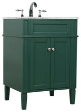 Elegant Decor Park Avenue 24" Metal MDF Marble Single Bathroom Vanity in Green