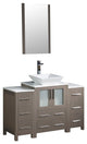 Torino 48" Gray Oak Modern Bathroom Vanity With 2 Side Cabinets, FFT3072CH