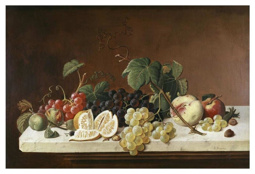 "Still Life With Fruit" Digital Paper Print by Severin Roesen, 38"x32"