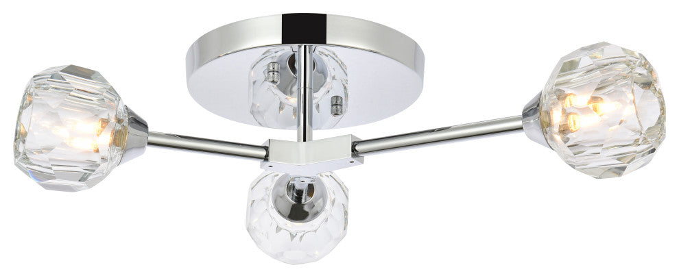 3 Light Flush Mount, Chrome