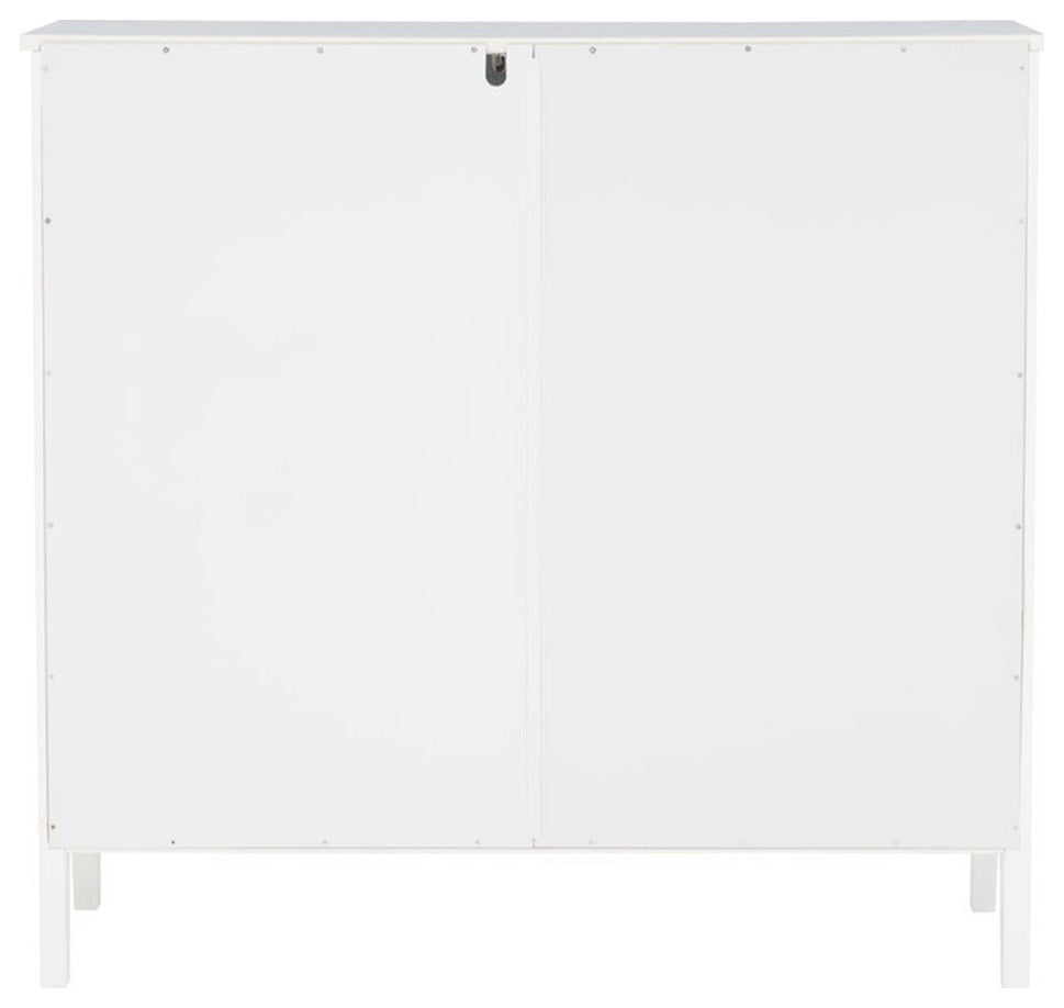 Linon Betty Large Wood Cabinet with 2 Glass Paneled Doors and 3 Shelves in White