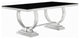 Benzara BM242094 Dining Table With Glass Top and Trestle Base, Black and Chrome