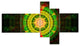 Bright Green Fractal Sphere, Abstract Wall Art Canvas, 60"x32", 5 panels